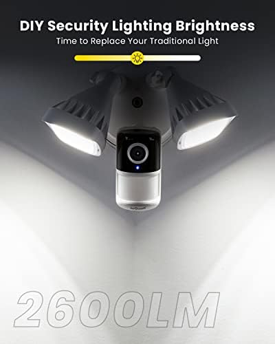 Камера-Прожектор ieGeek, Външна Камера Дома за сигурност, 2K Жичен Камера-Прожектор за улица с датчик за движение, 2600 Лумена,