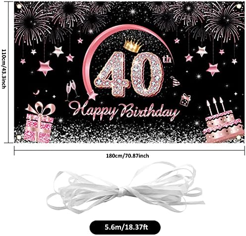 Украса за Парти в чест на рождения Ден на от Розово злато за жени, Банер с 40-годишнината, Много Голям Текстилен Фон, Банер със